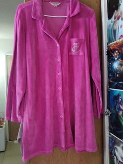 Juicy Couture Pink Velour Button-Up Sleep Shirt