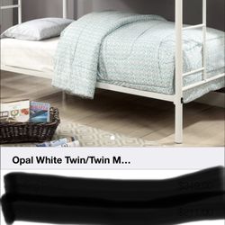 Opal white twin Metal bunk bed 