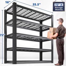 😀 REIBII Storage Shelves 72"Hx35.5"Wx16"D Garage Shelving, Heavy Duty Metal Shelving 5 Tier Adjustable Metal Shelves for Storage for Pantry Kitchen 