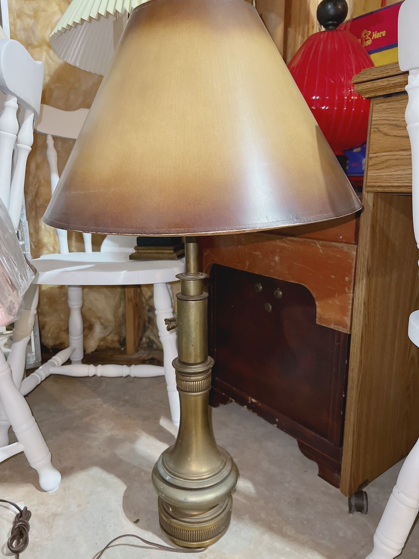 Vintage Brass Lamp With Shade
