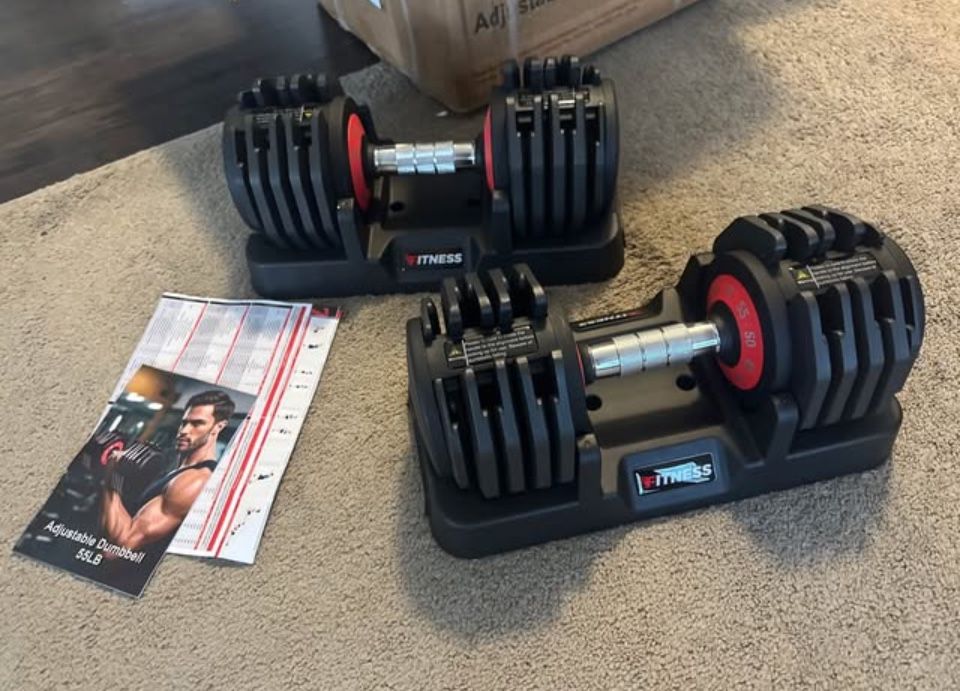 Adjustable dumbbells (gym and fitness) weights for lifting