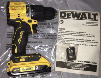 NEW Dewalt Hammer Drill ATOMIC 20-Volt MAX Brushless Cordless 1/2 in.