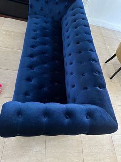 Navy Blue Velvet Tufted Chesterfield Sofa