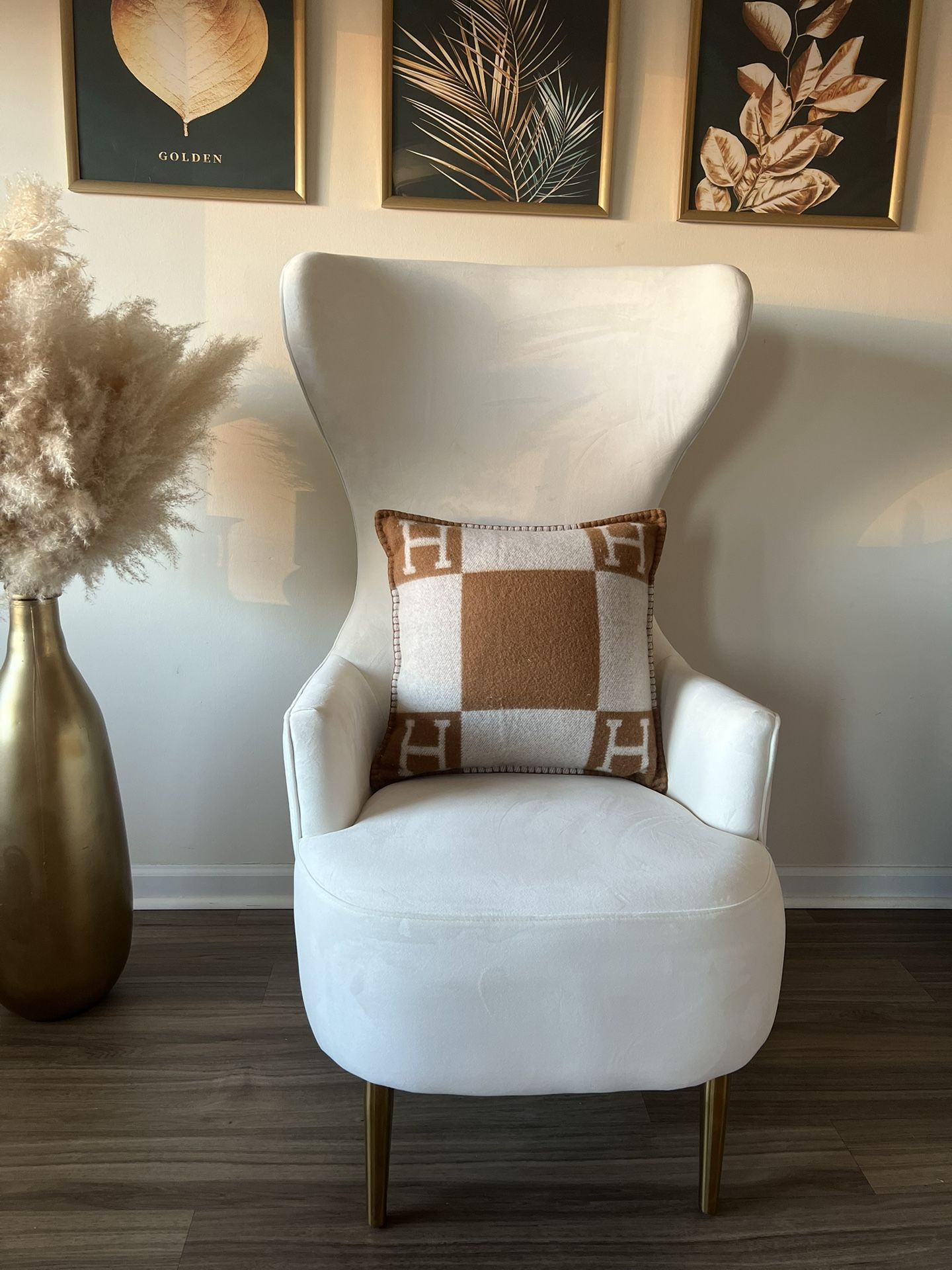 Velvet Wingback Chair (No Stains, Like New)