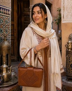 Moroccan genuine leather cross body purse