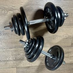 Beautiful Vintage Standard Adjustable Dumbbells  (85 lbs)