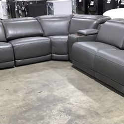 Leather Power Sectional 