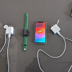 iPhone XR & Apple Watch Series 7 With Chargers 