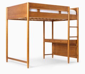 Beautiful Mid-Century Style Loft Bed with Desk
