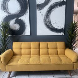 Modern yellow Futon couch (Sleeper)