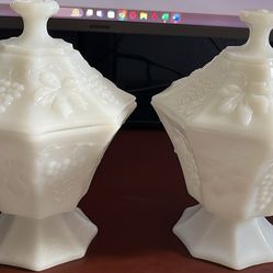 Vintage White Milk Glass $10 For Both 