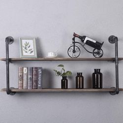 Industrial Pipe Shelving Wall Mounted,48in Rustic Metal Floating Shelves,Steampunk Retail value109.9