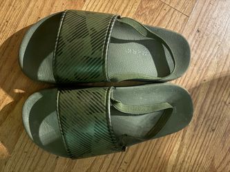Green Slide Sandals with Elastic Strap