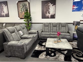 Gray Micro Fabric Sofa & Loveseat
