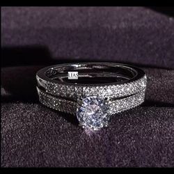 New 18k White Gold Wedding Ring Set 