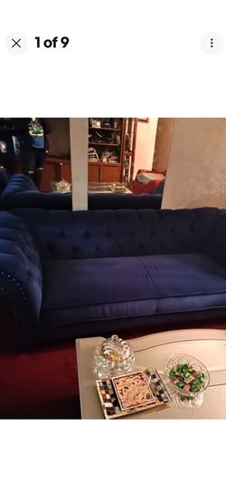 Navy blue microfiber  couch & loveseat