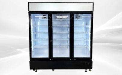 NSF Commercial 3 Glass Door Refrigerator Floral Flower Food Beverage 71 Inches