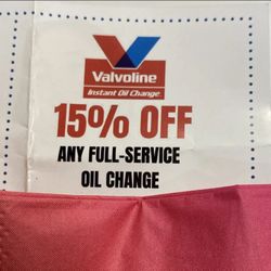 Valvoline Coupon For 15% Off Oil Change, Expires 12/31/24