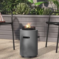 1lb 16” Round Column Fire Pit Gray