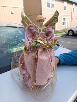 Porcelain Victorian Angel Gold Trim Tree Topper