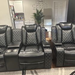 New Power Reclining Couch 3-Pc Set — Sofa • Loveseat • Chair