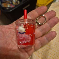 Hello Kitty Tsunameez Acrylic Keychain Boba Tea Red Sanrio Shaker 2024 Cat