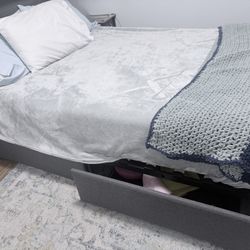Full Storage Bed Frame & Mattress - Built-in Headboard Shelving