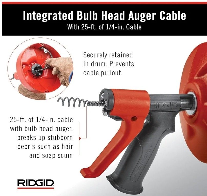 Ridgid 57043 POWER SPIN+ Power Spinner Drain Cleaner