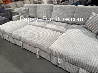 New in box. 120” Large sectional, Sectional sofa With Pull-out Bed, Sofabed, Sofa Bed, Sectional Couch, Corduroy Sectional,Plush Sectional Large Couch
