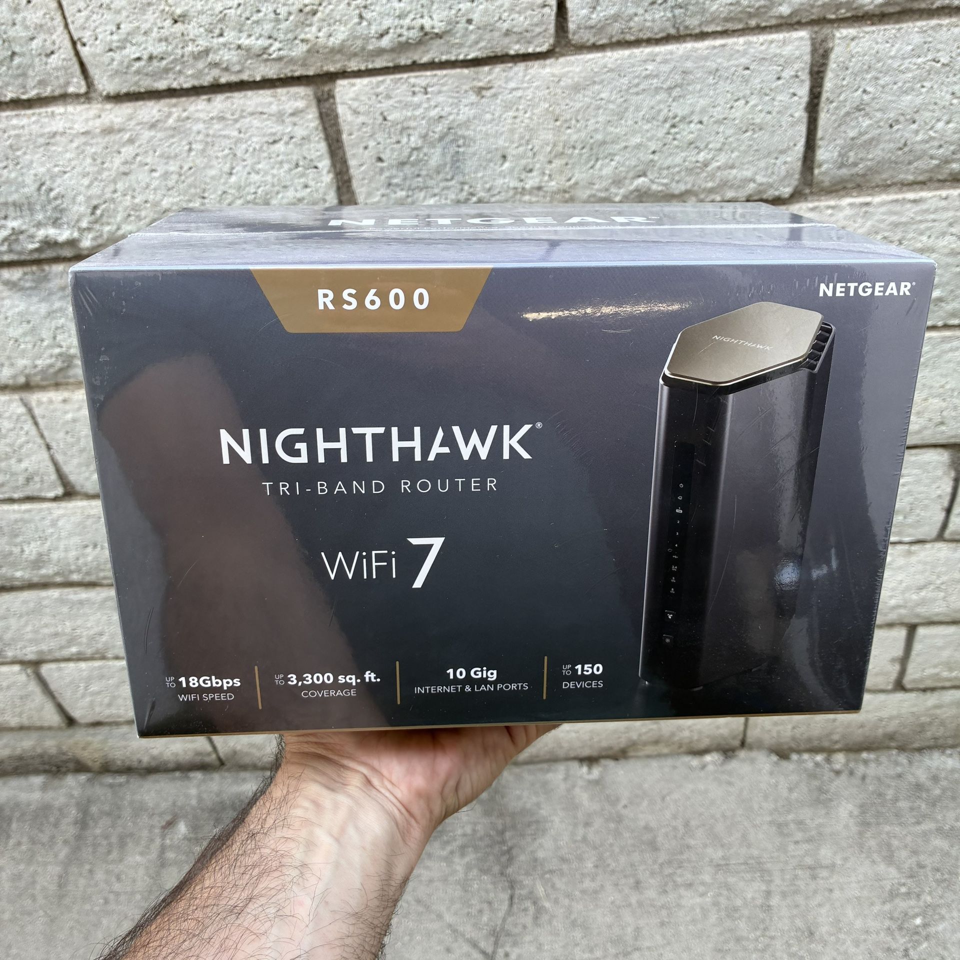 BRAND NEW SEALED NETGEAR Nighthawk Tri-Band WiFi 7 Wireless Router RS600  BE18000 18Gbps 10Gb Ethernet Ports, covers 3,300sq ft, 150 devices