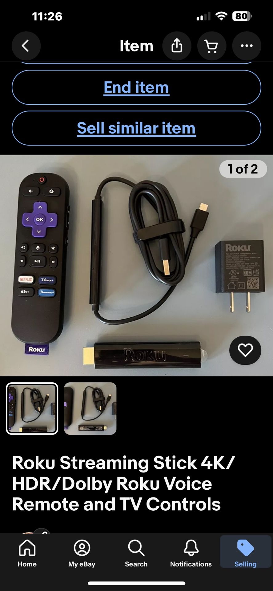 Roku Streaming Stick 4K/HDR/Dolby Roku Voice Remote and TV Controls