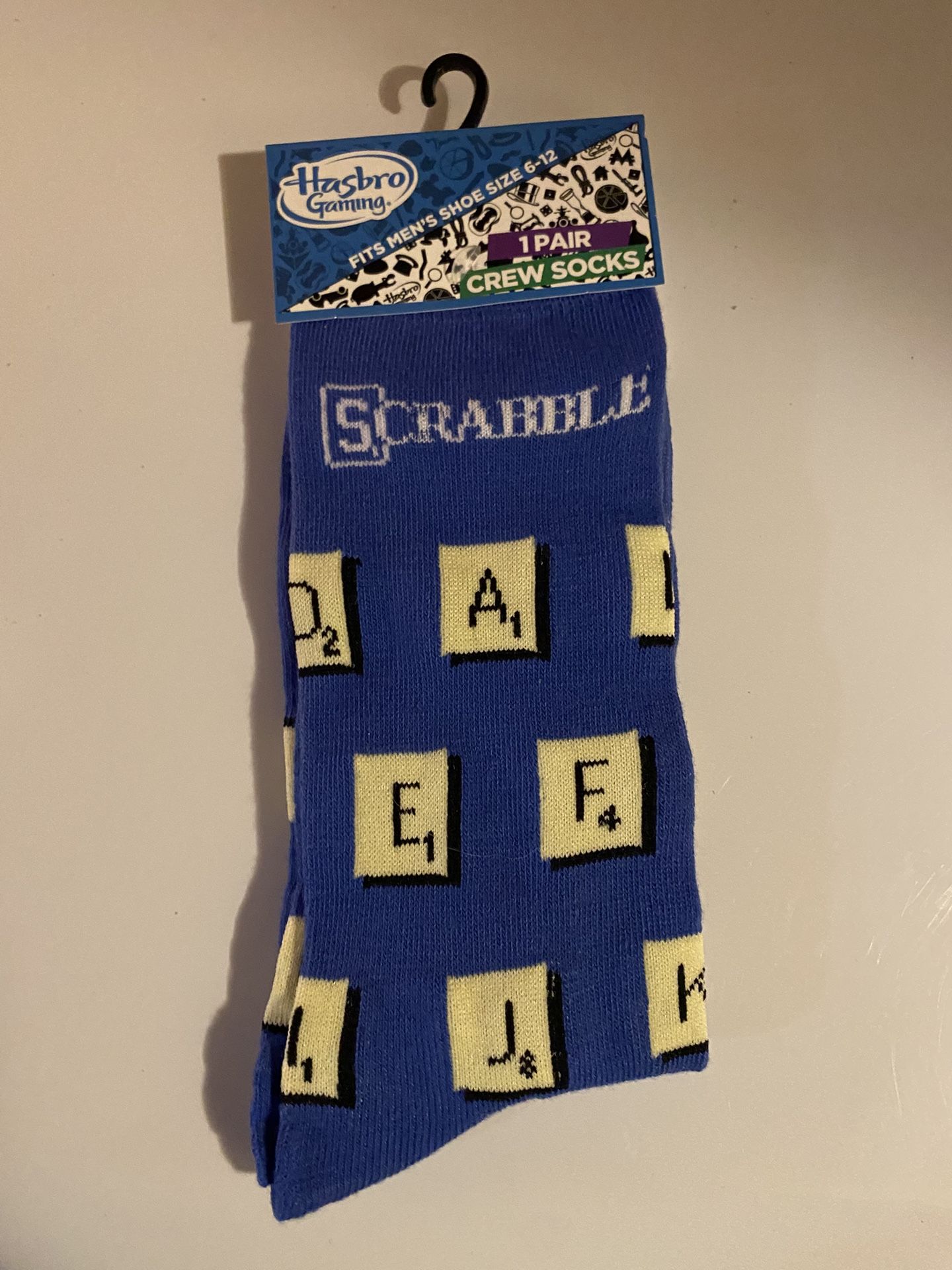 New Mens Hasbro Scrabble Crew Socks/ Read Description