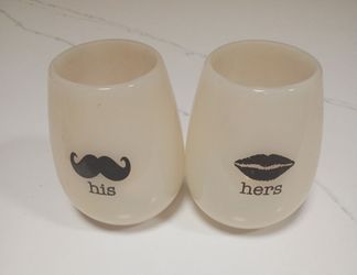 His & Hers Stemless Wine Glass Set