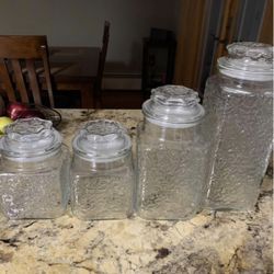 Princess House Fantasia Glass Crystal Canister Set