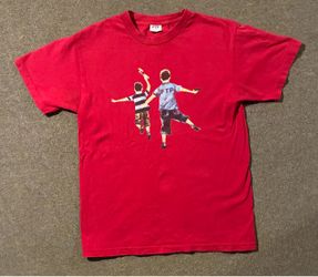 FTP Red Graphic T-Shirt Embroidered Acrobat Vintage Streetwear - Small Bleach Mark