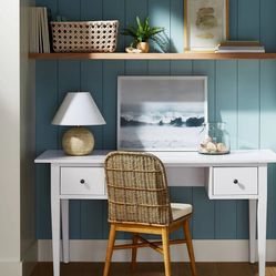 Dana Point Wood Writing Desk with Drawers White - Threshold designed with Studio McGee