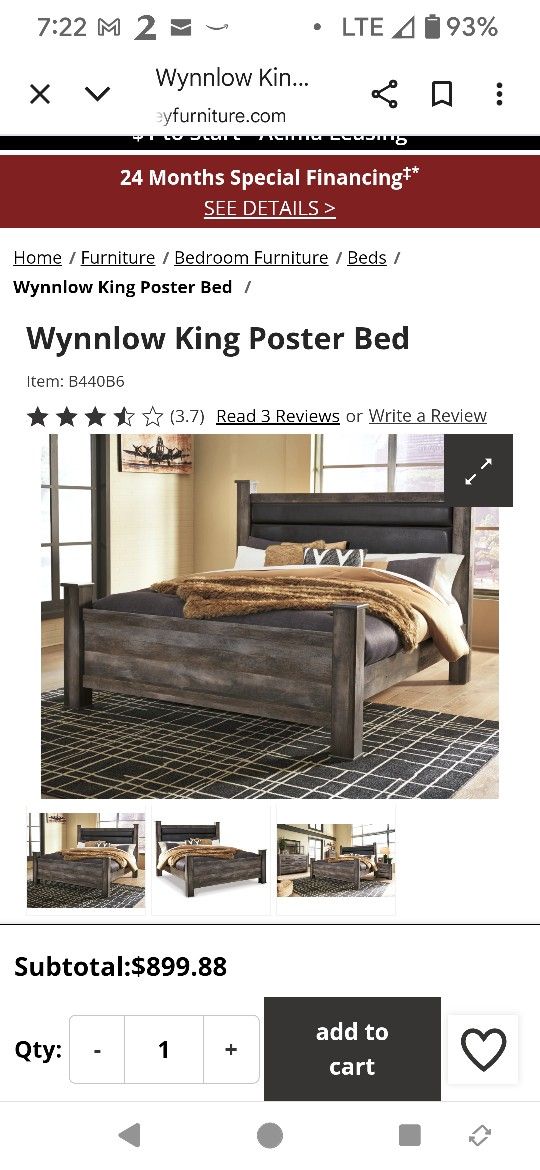 Ashley's King Bed And Mattress Less Than 1 Year