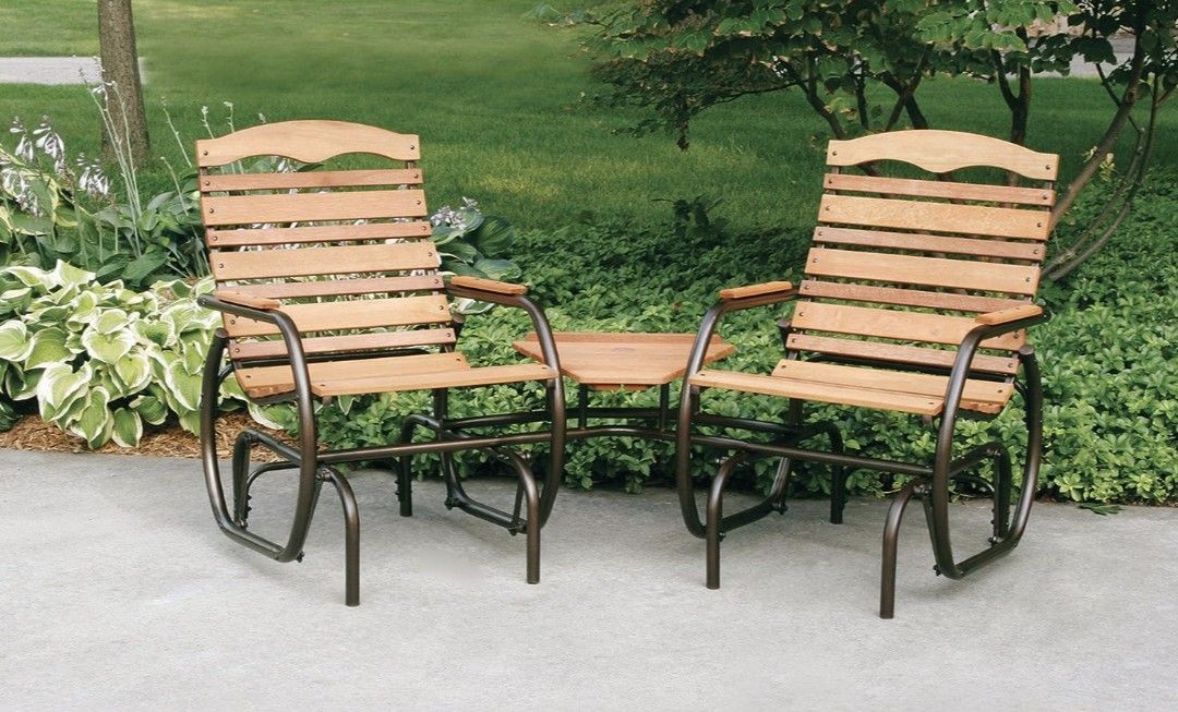 Bronze Outdoor Country Garden Hardwood Tete-a-Tete Glider.