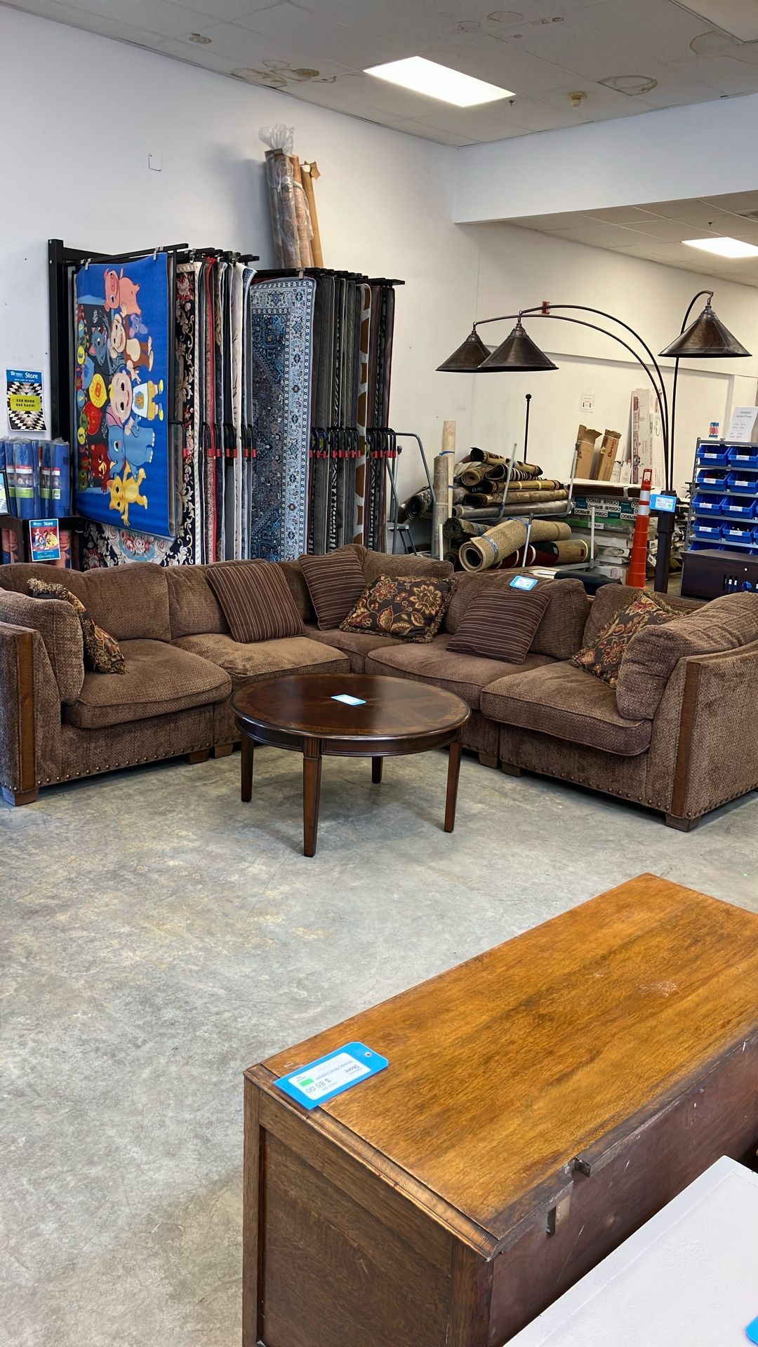 Wood Trim Down Filled Sectional Couch
