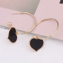 Heart Pendant Round Circle Big Hoop Earrings for Women Statement Fashion Wedding Jewelry 