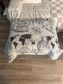 Great Adventure World Map Fleece Throw Blanket (UTC area)