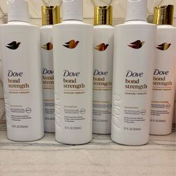 New Dove Bond Strength Damage Therapy hair care set.