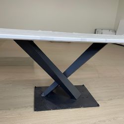 Stunning 80" Modern Marble & Matte Black Console Table