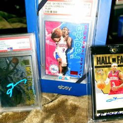 Allen Iverson Skybox Ruby Rc PSA 9 AI AUTOS RED LABEL TO/50 Anthony Edwards Prizms Rcs Gem