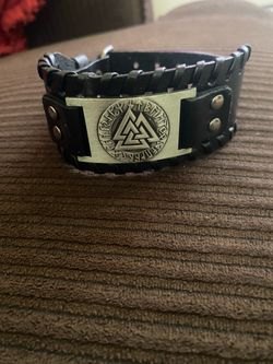 Viking Valknut Leather Bracelet