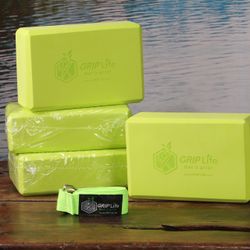 GRIP PREMIUM YOGA BLOCK STRETCH SET YOGA PILATES FITNESS (bonus strap included)