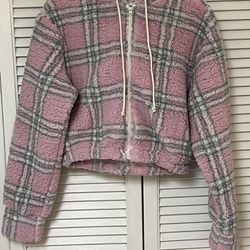 PacSun Womens Cropped Hooded Full Zip Fleece Jacket -  Size XS - NWT