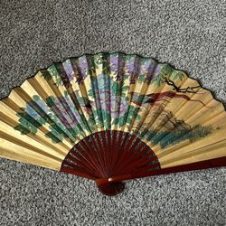 Antique Chinese Wood&paper Hand Painted Hand fan