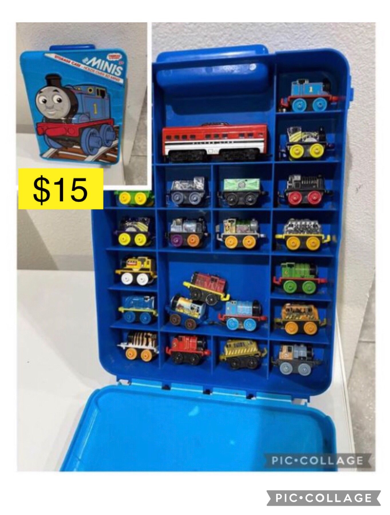 Thomas the train & friends kid storage case with several minis pieces of train/ Maletin porta jugue