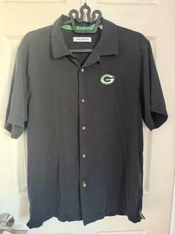 Tommy Bahama Green Bay Packers Silk Button Up Embroidered Stadium Camp Shirt NFL Size M